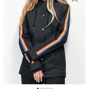 Empyre School Yard Black & Rainbow Stripe 10K Snowboard Jacket MEDIUM